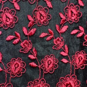 3D Floral Embroidered Mesh Fabric