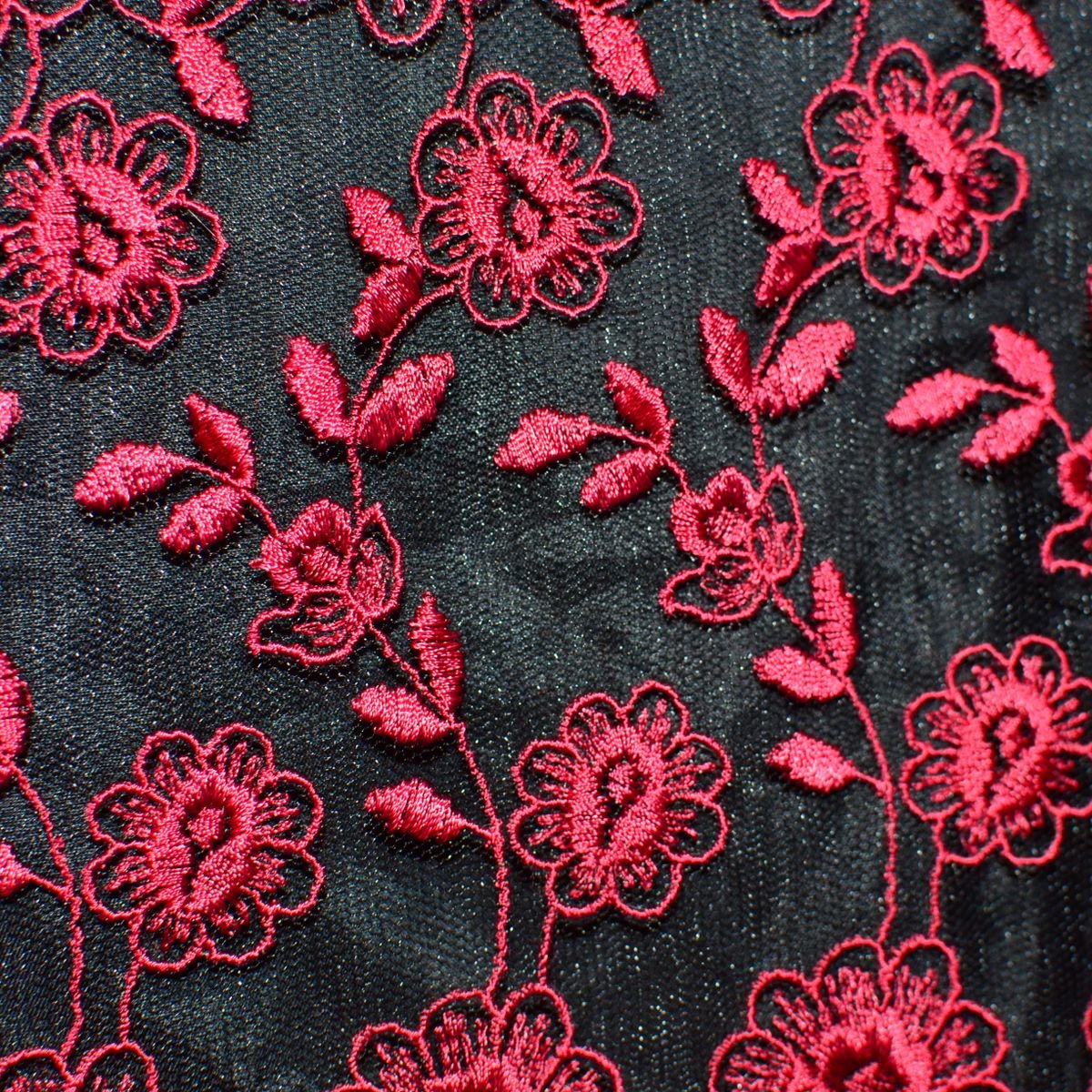 3D Floral Embroidered Mesh Fabric