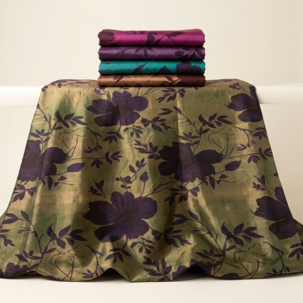 Printed organza fabric – draped with colourways